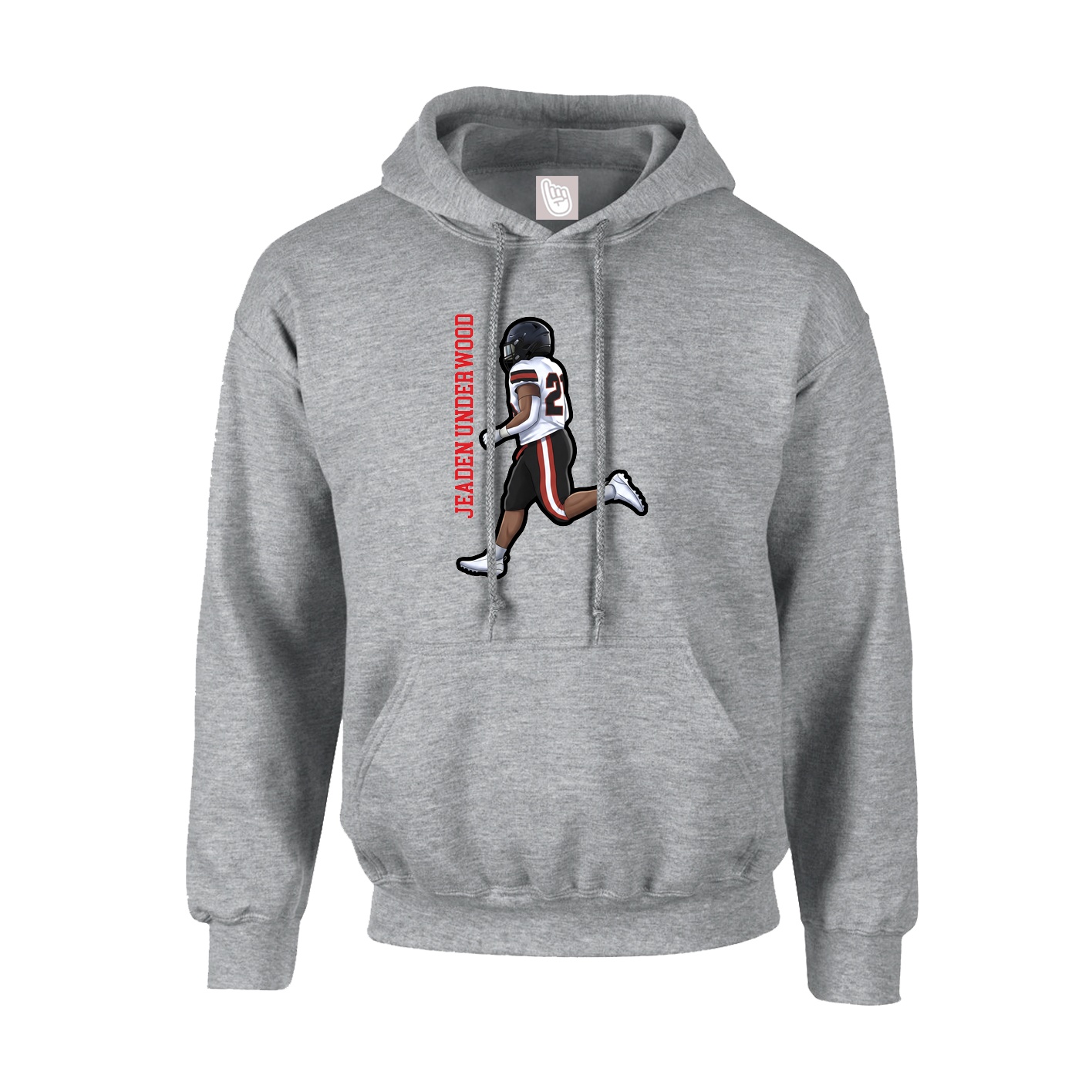 Hoodie — Name Vertical in Grey