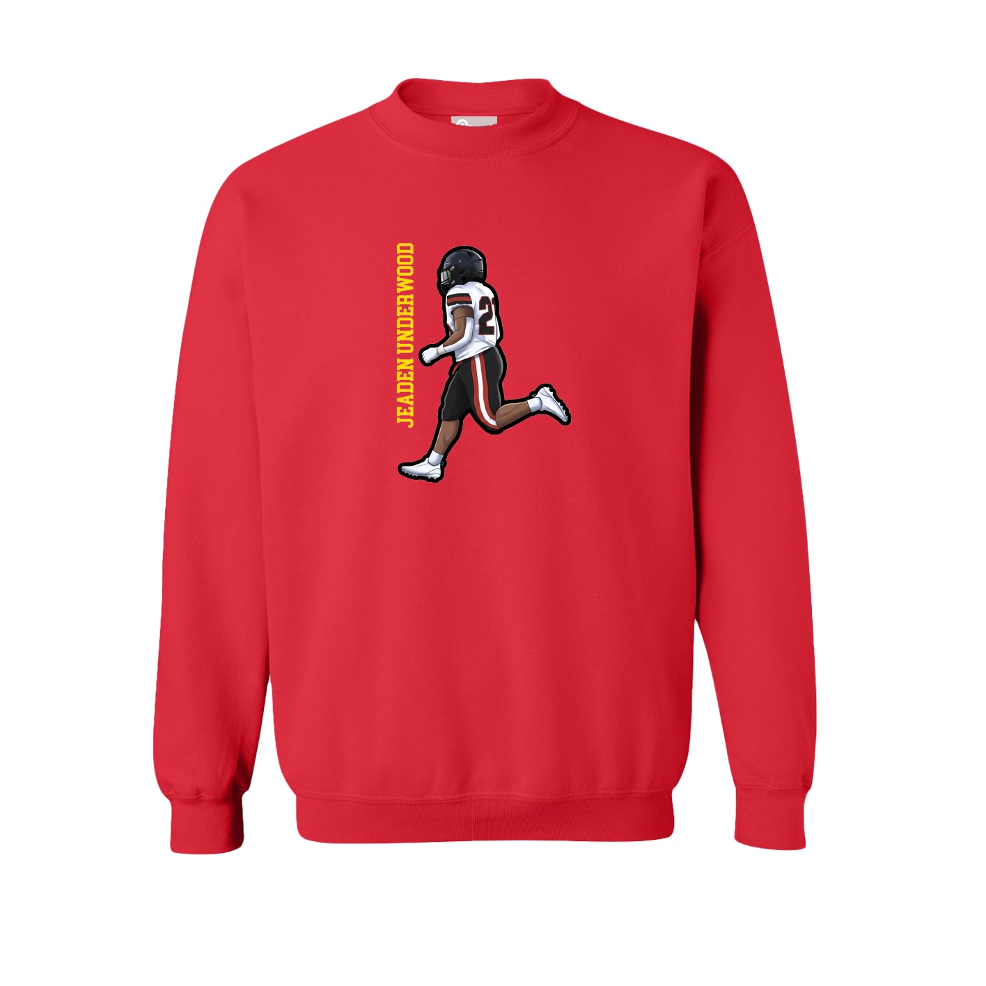 Fleece Crew — Name Vertical in Red