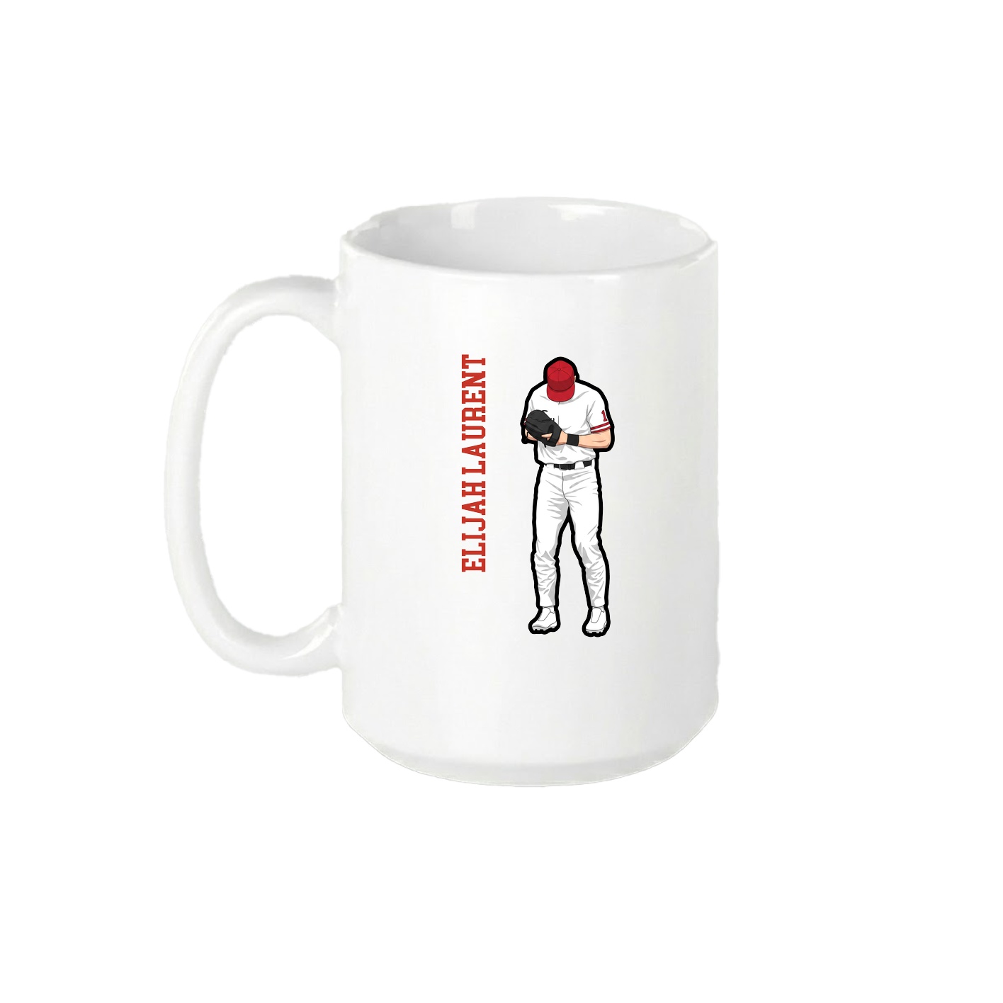 15oz Coffee Mug — Name Vertical in White