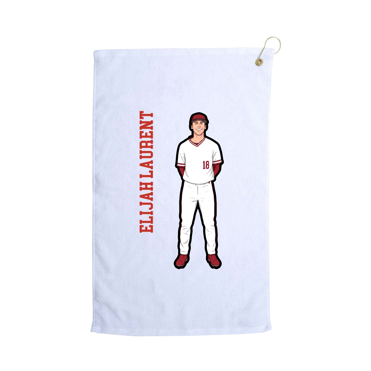 Golf Towel — Name Vertical in White