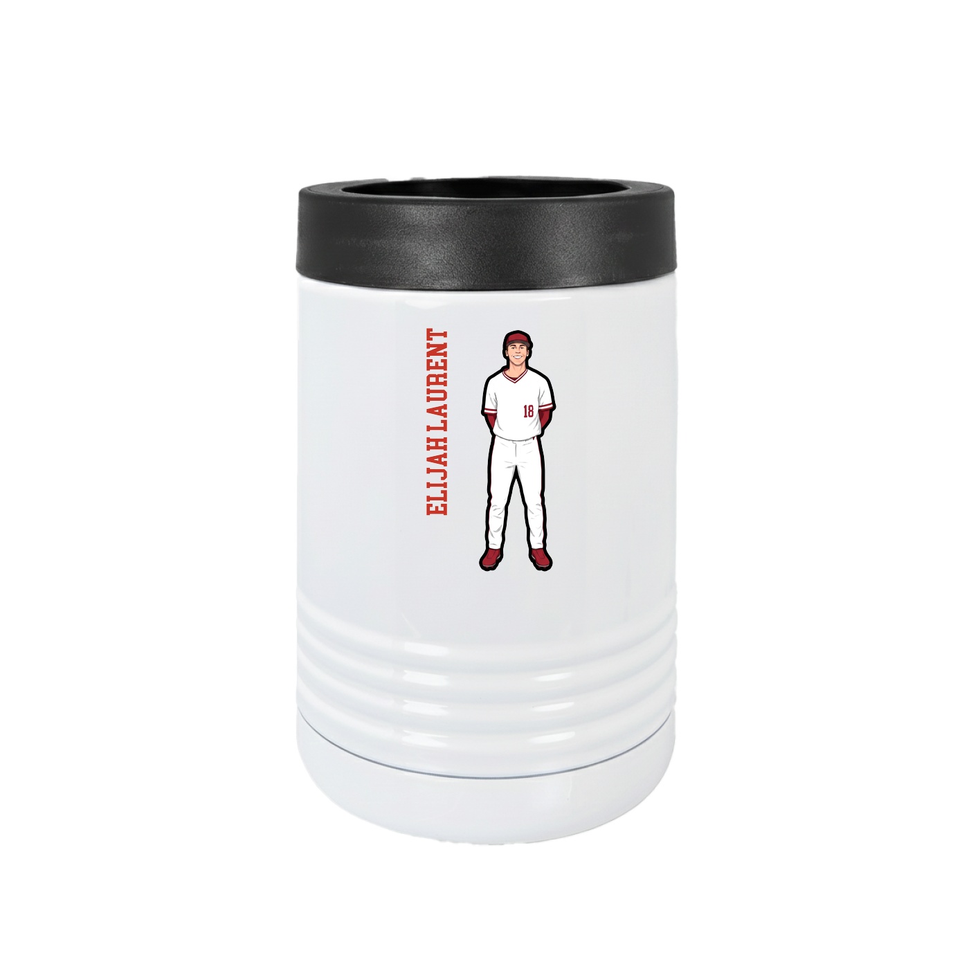 Beverage Holder — Name Vertical in White