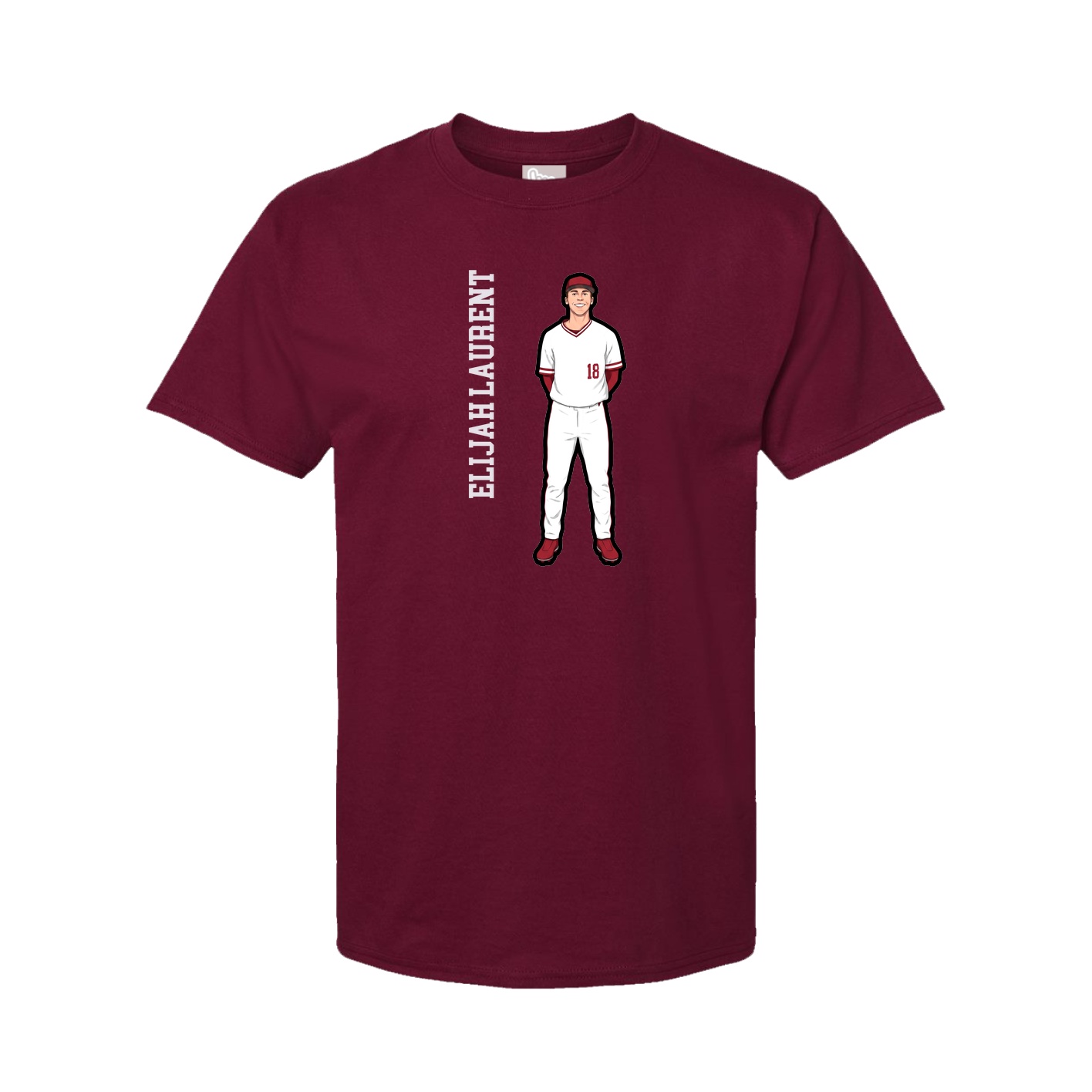 Youth Tee — Name Vertical in Cardinal