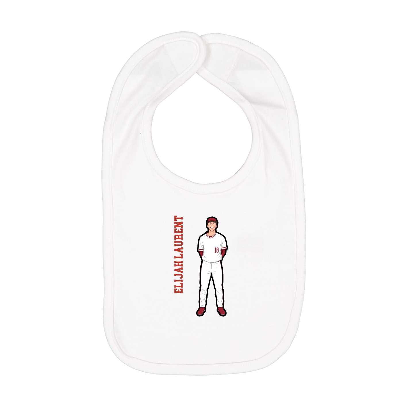 Infant Bib — Name Vertical in White