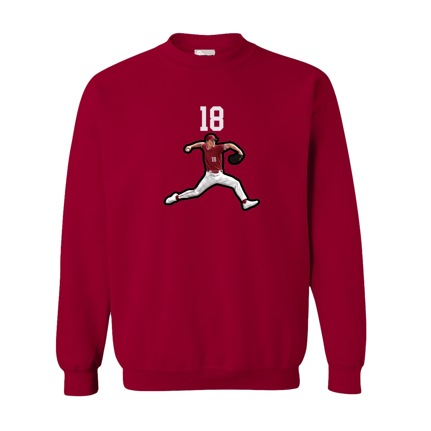 Fleece Crew — Number Top in Cardinal