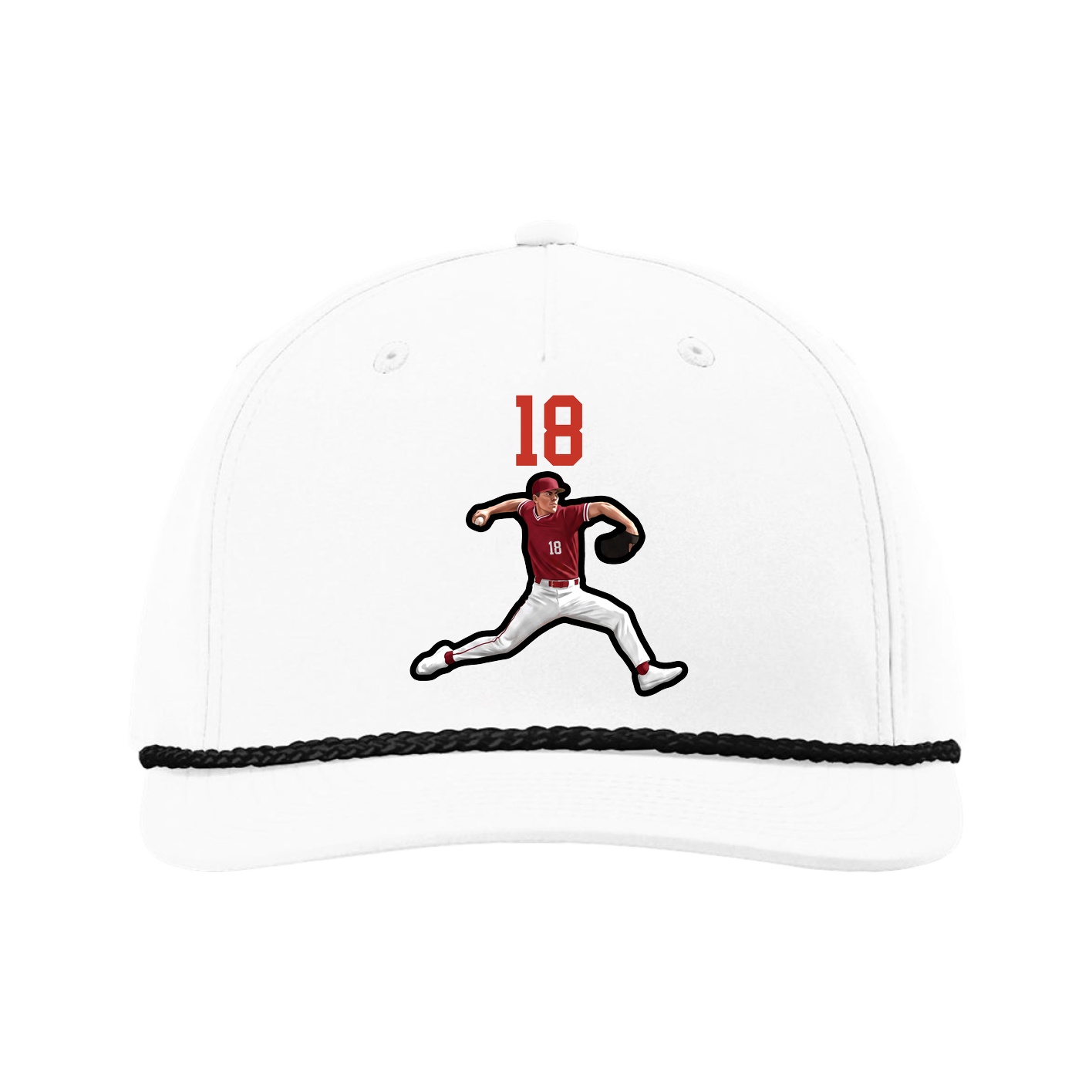 Five-Panel Classic Rope Cap — Number Top in White