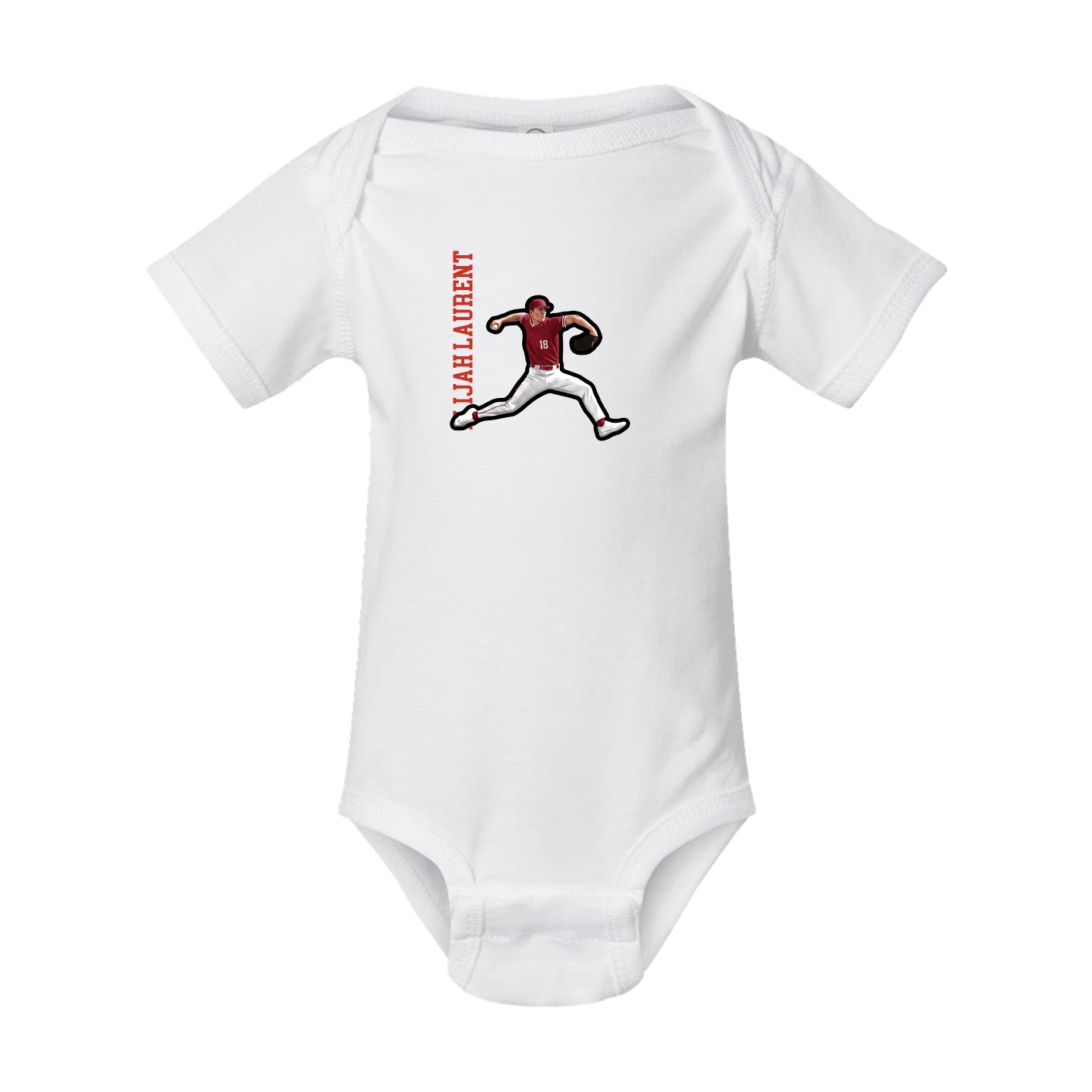 Baby Onesie — Name Vertical in White