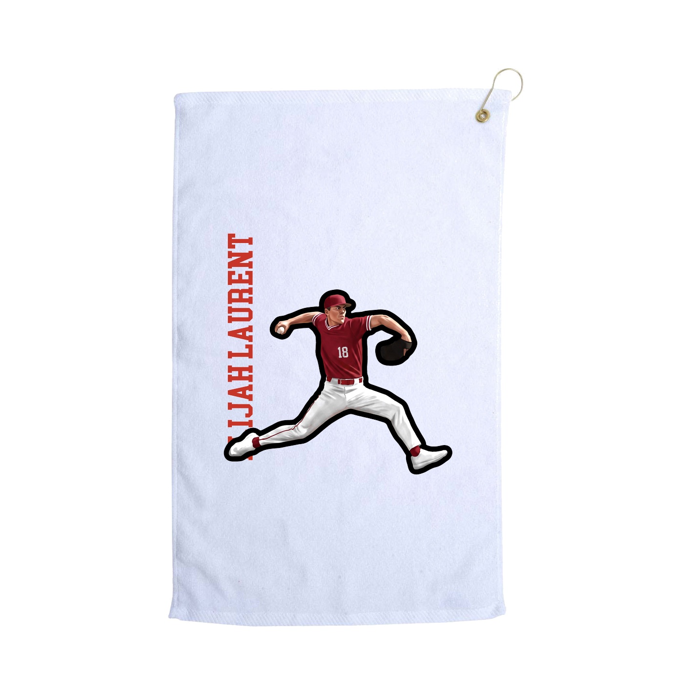 Golf Towel — Name Vertical in White