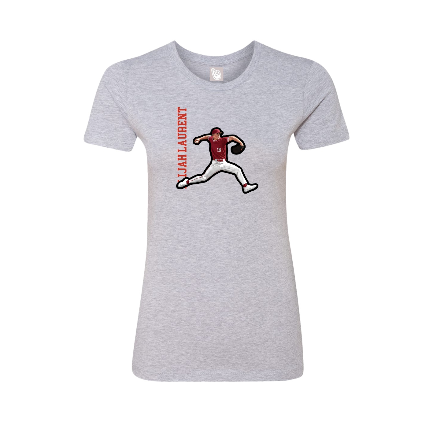 Womens Tee — Name Vertical in Grey