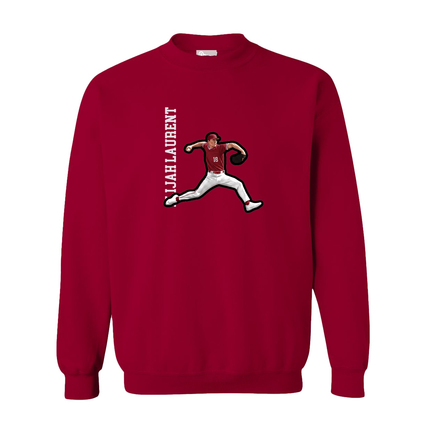 Fleece Crew — Name Vertical in Cardinal