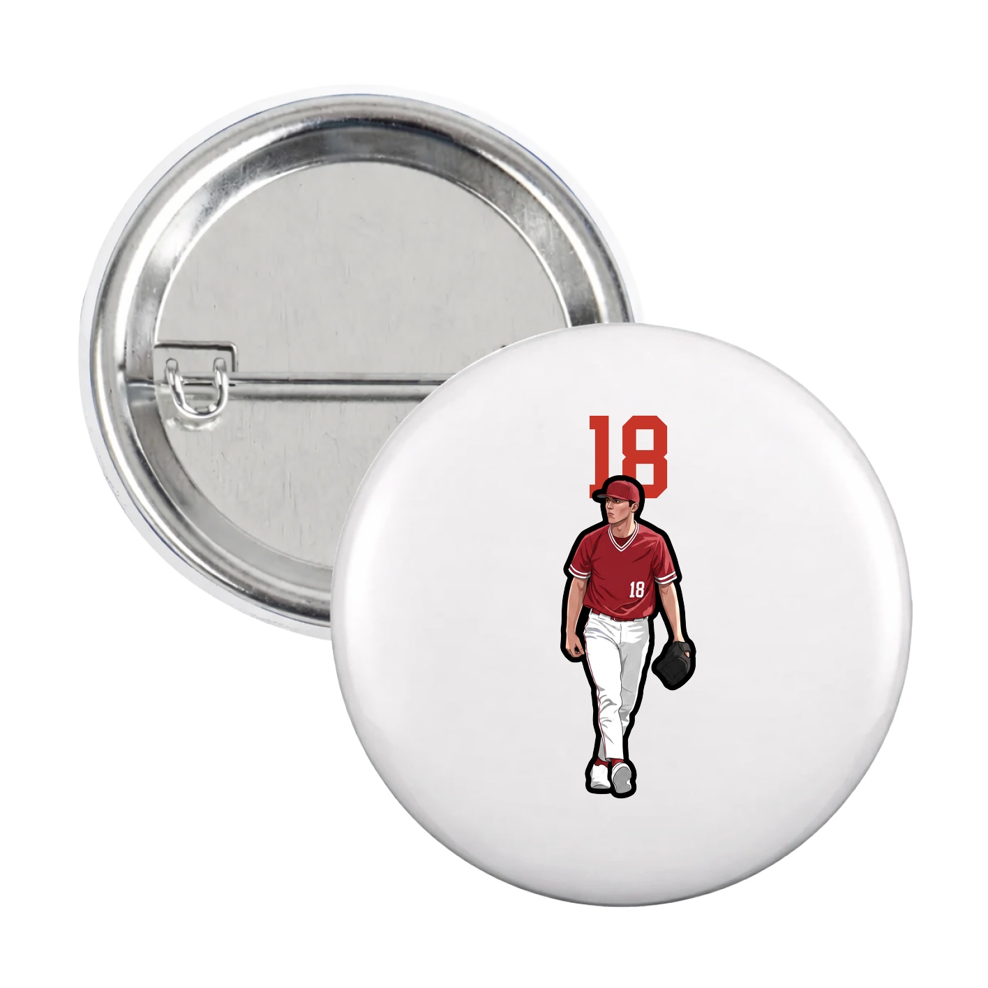 Game Day Button — Number Top in White