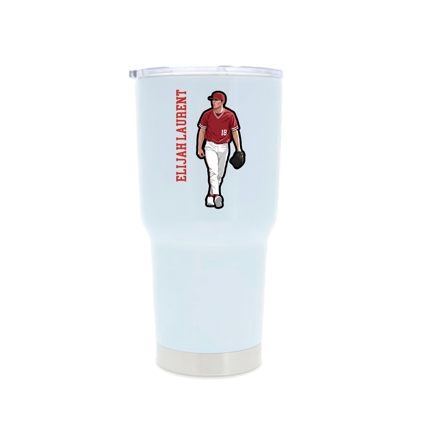 30oz Stainless Steel Tumbler — Name Vertical in White