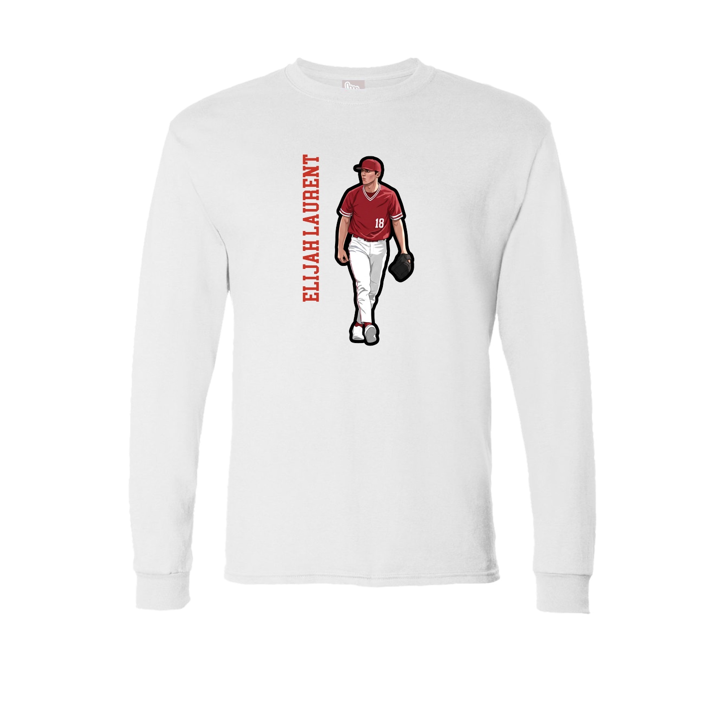Long Sleeve Tee — Name Vertical in White