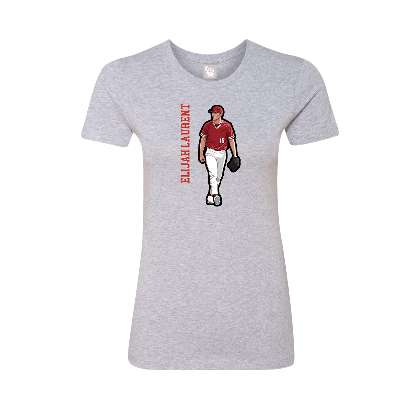 Womens Tee — Name Vertical in Grey