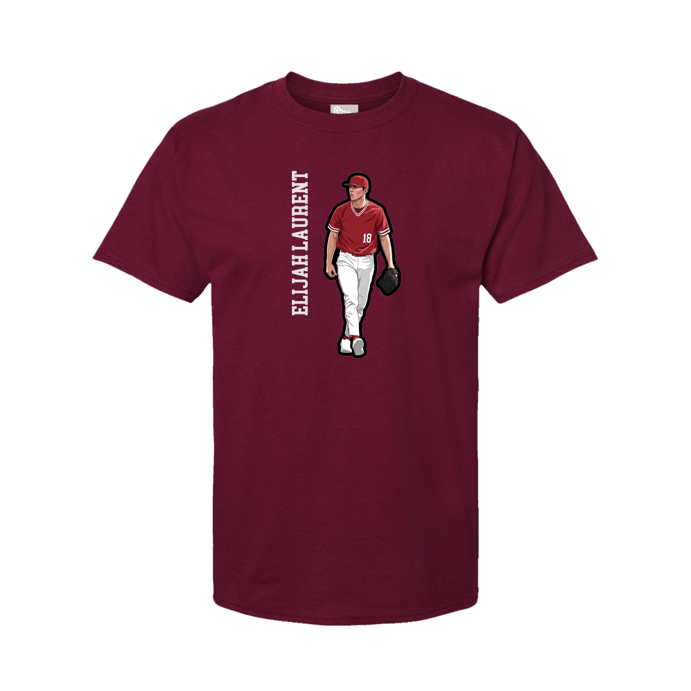 Youth Tee — Name Vertical in Cardinal