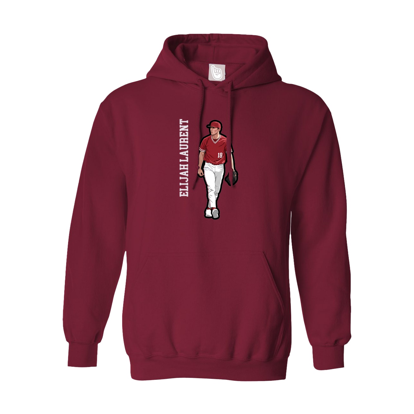 Hoodie — Name Vertical in Cardinal