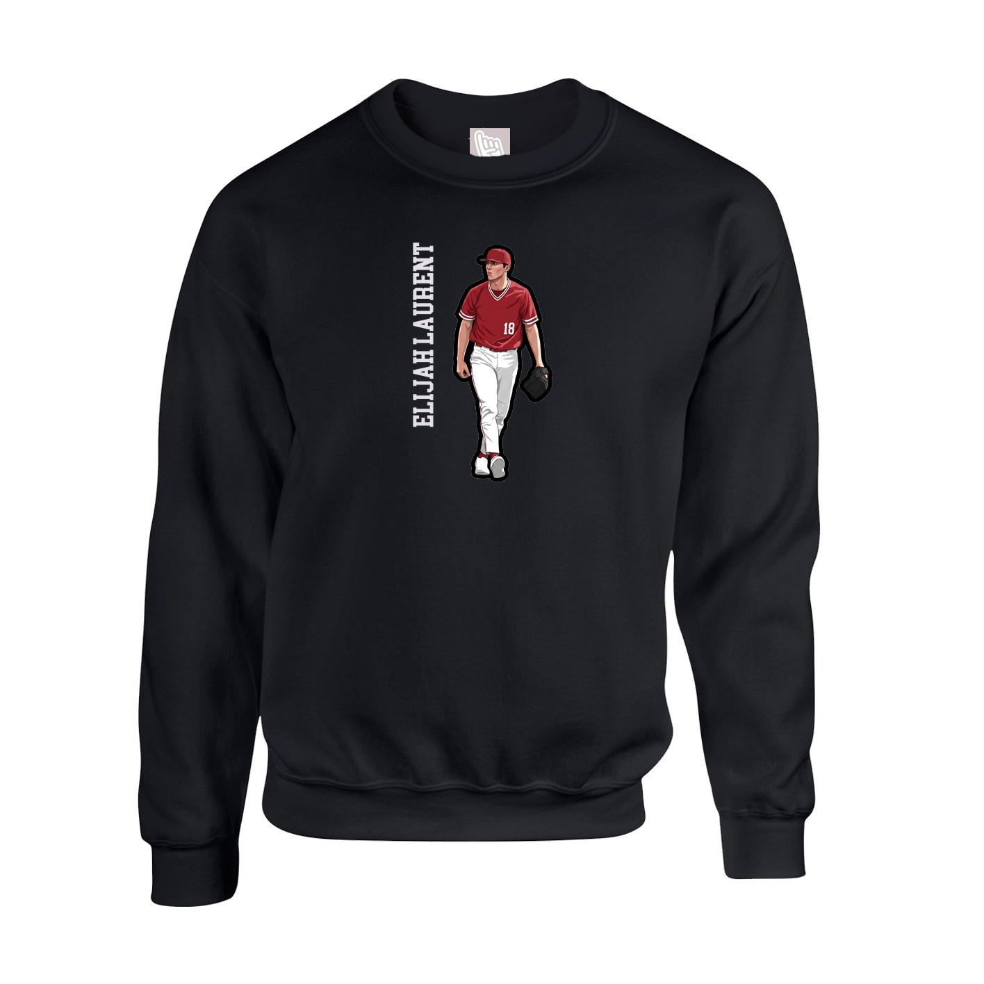 Fleece Crew — Name Vertical in Black