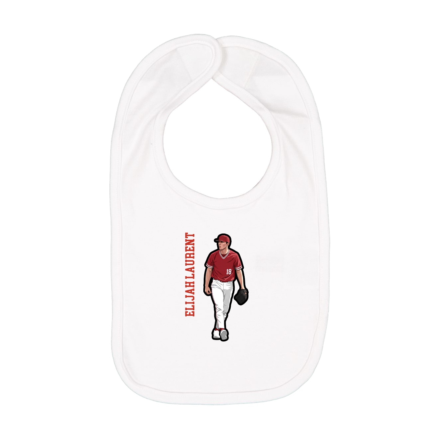Infant Bib — Name Vertical in White