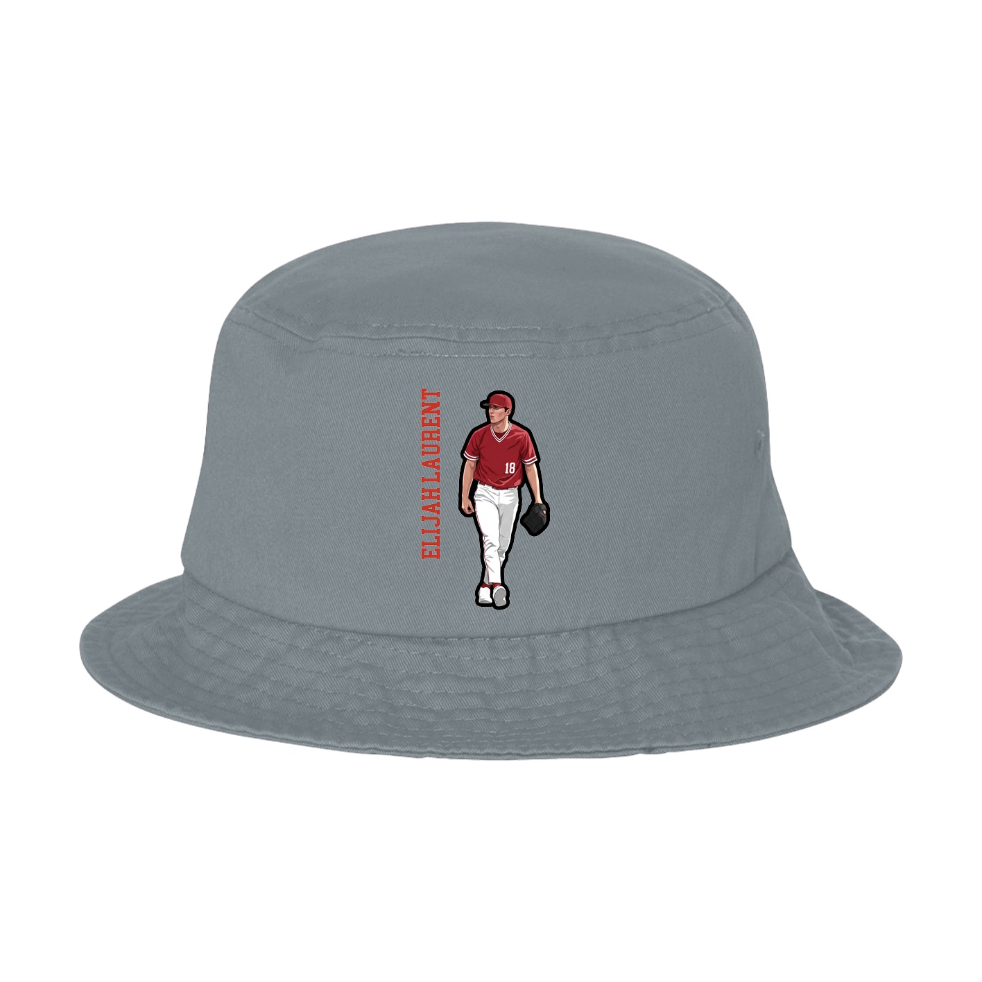 Bucket Cap — Name Vertical in Grey