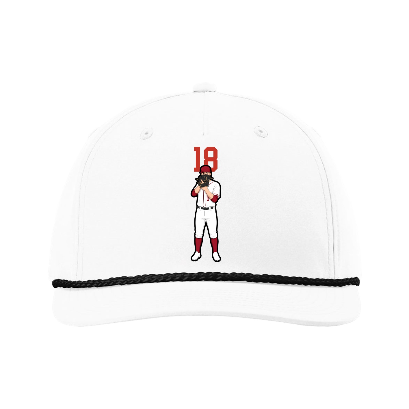 Five-Panel Classic Rope Cap — Number Top in White