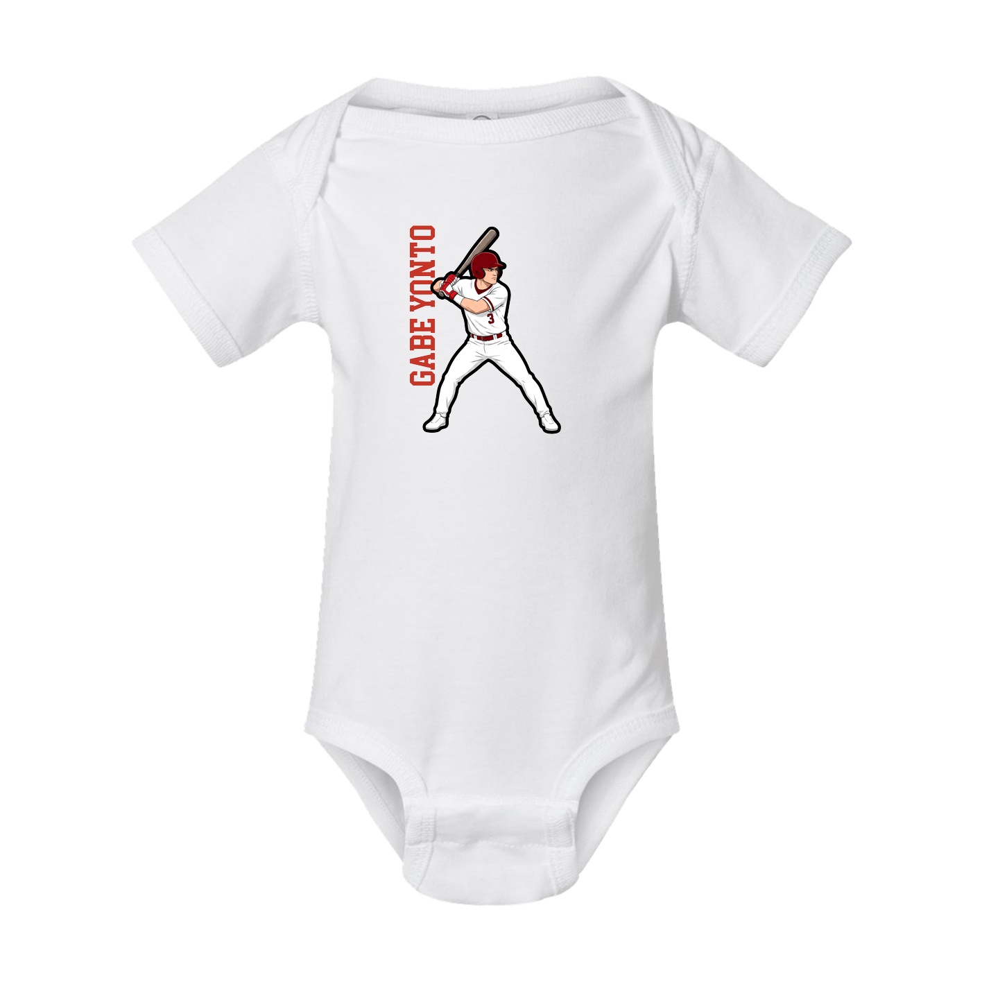 Baby Onesie — Name Vertical in White