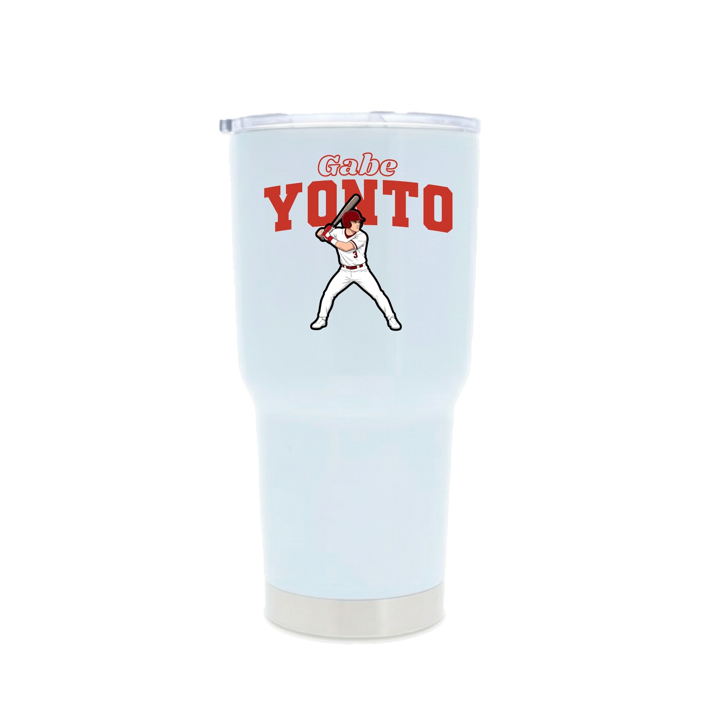 30oz Stainless Steel Tumbler — Name Arch in White