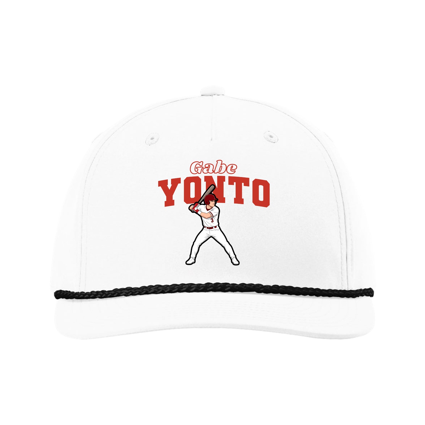 Five-Panel Classic Rope Cap — Name Arch in White