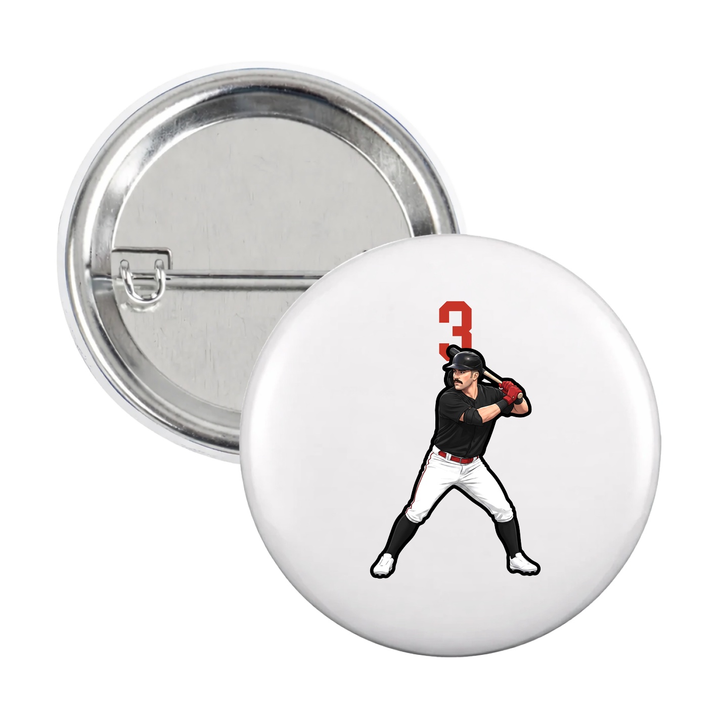 Game Day Button — Number Top in White