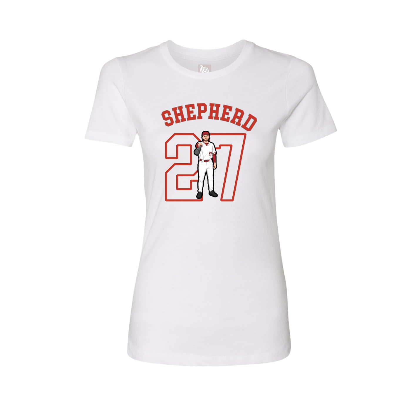 Fitted Women's Tee — Shirsey Arch in White