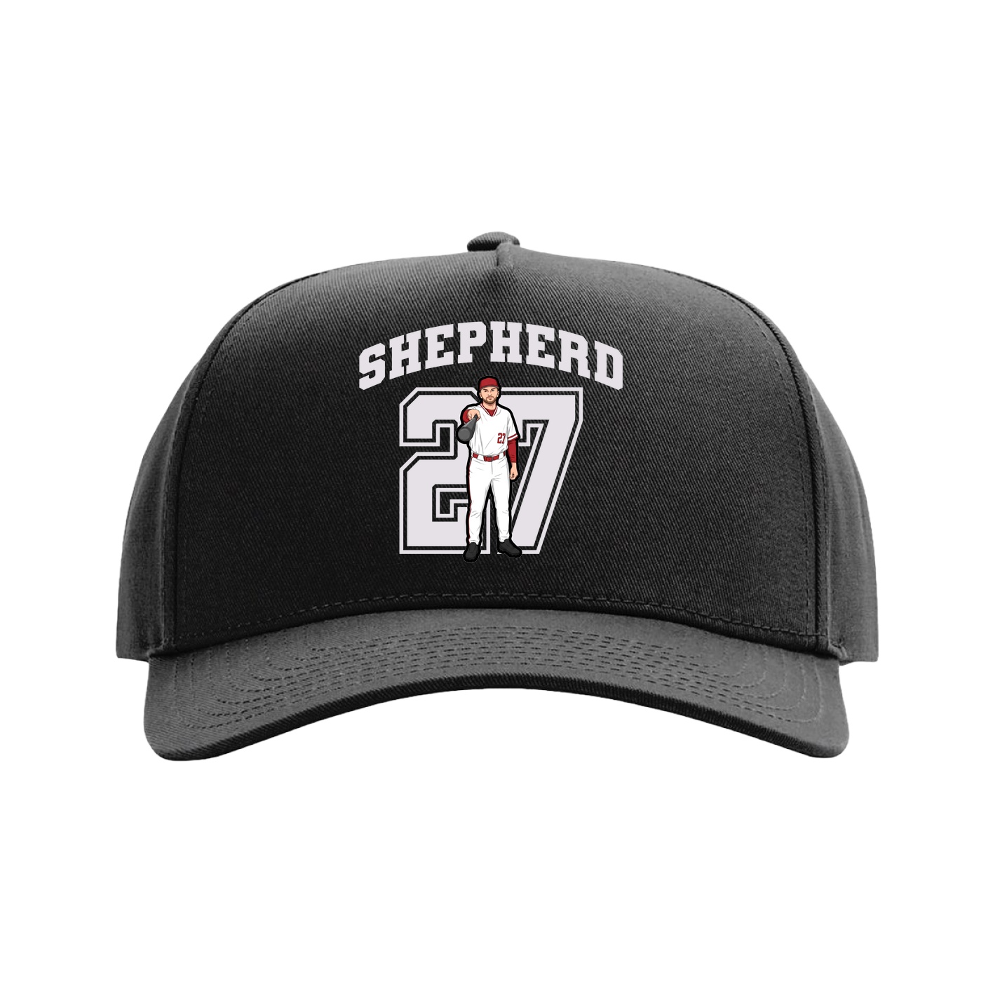 Full Fabric Five-Panel Champ Cap — Number in Black