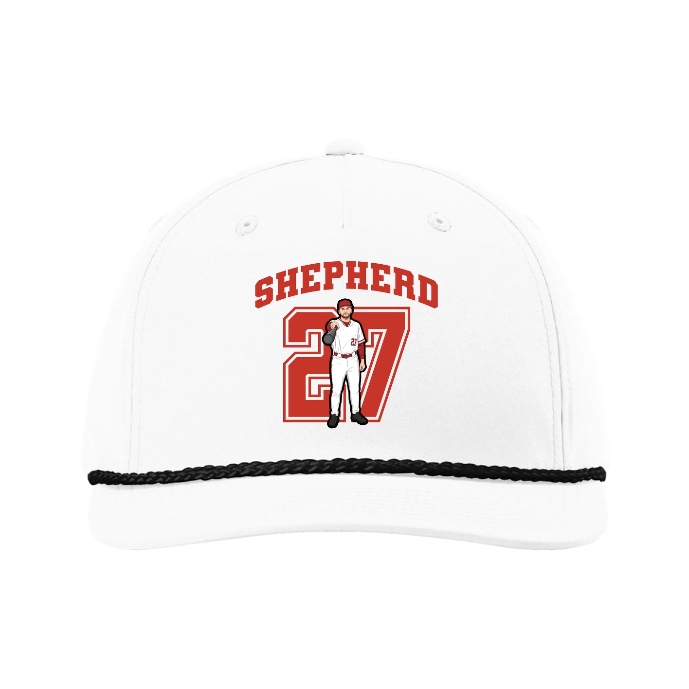 Five-Panel Classic Rope Cap — Number in White