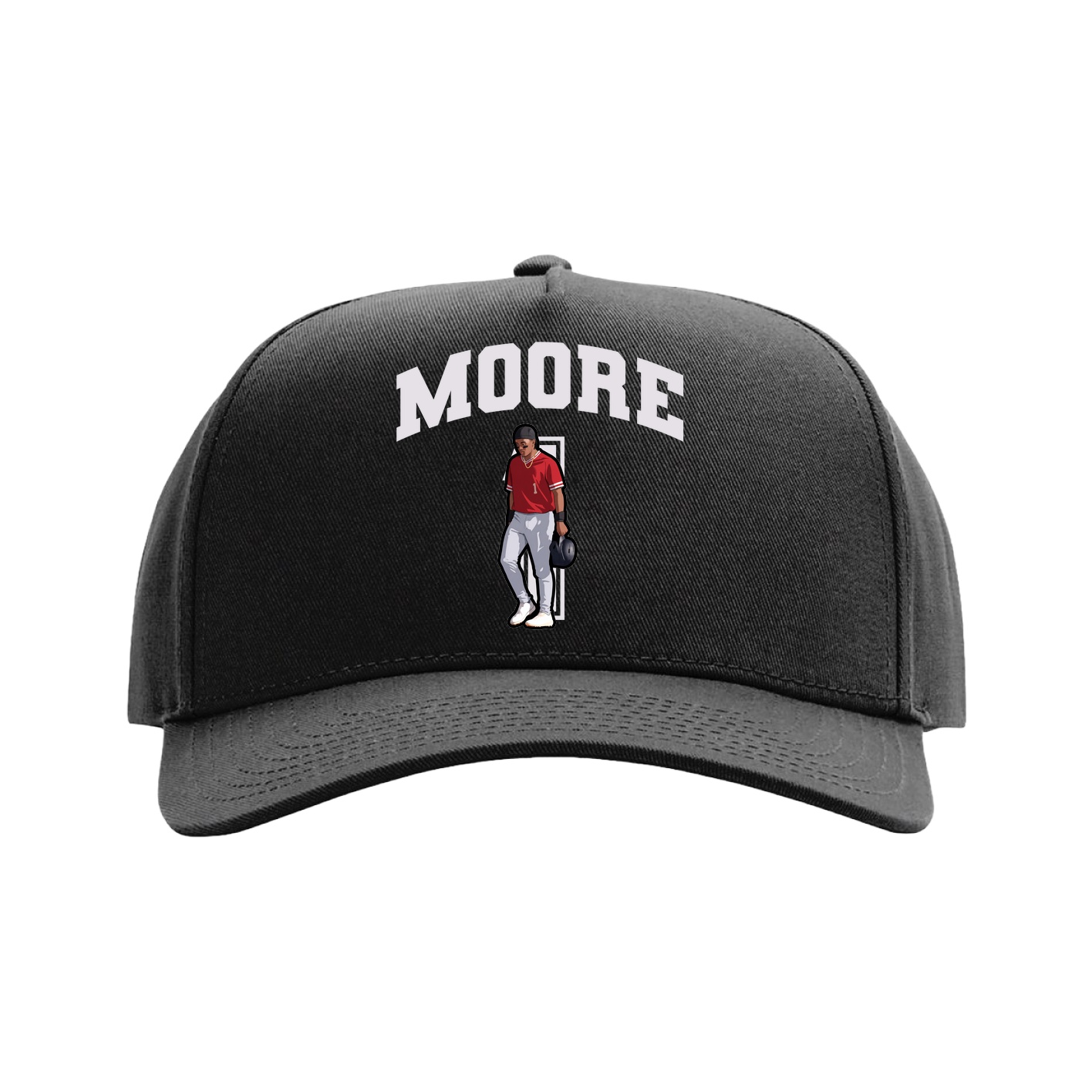 Full Fabric Five-Panel Champ Cap — Number in Black