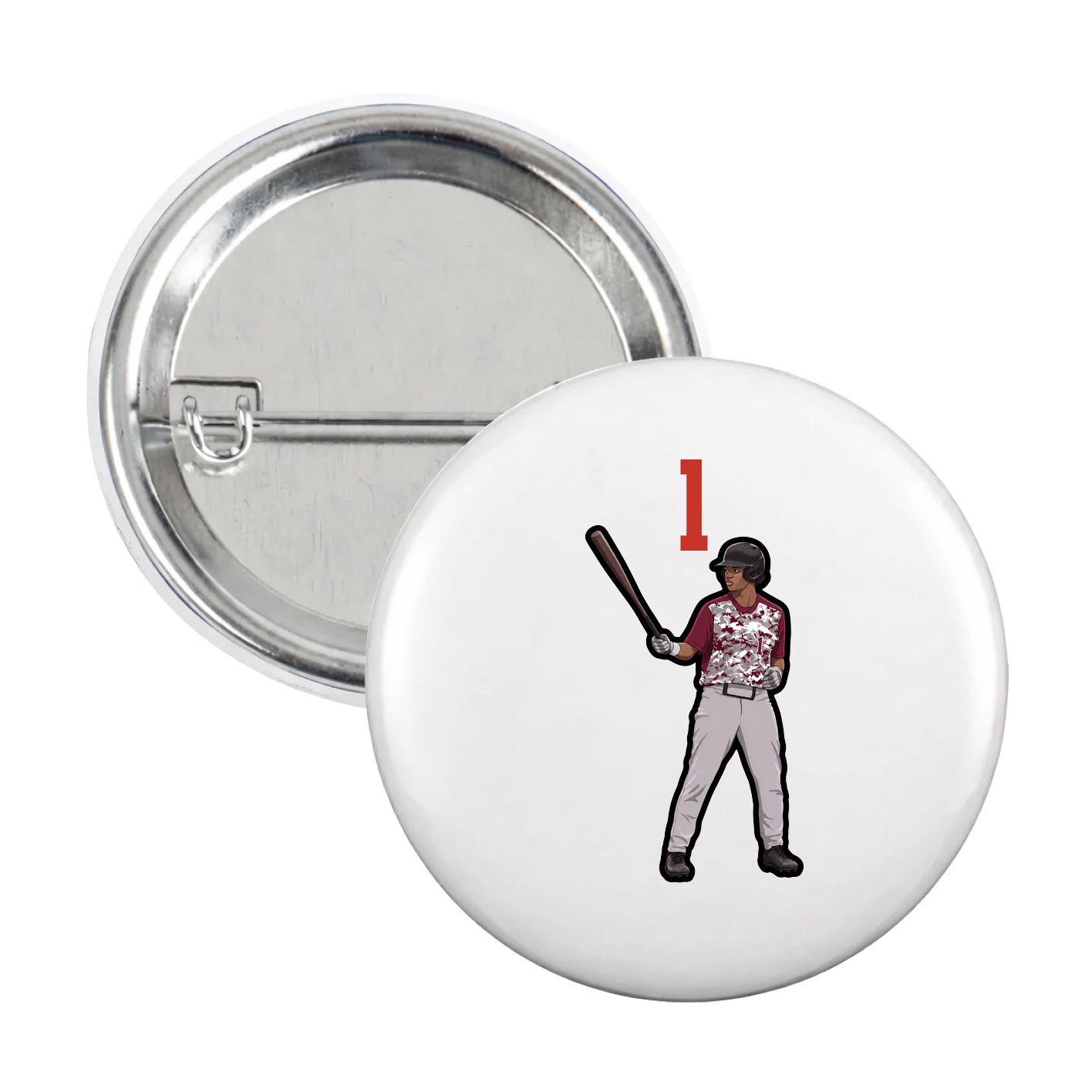Game Day Button — Number Top in White