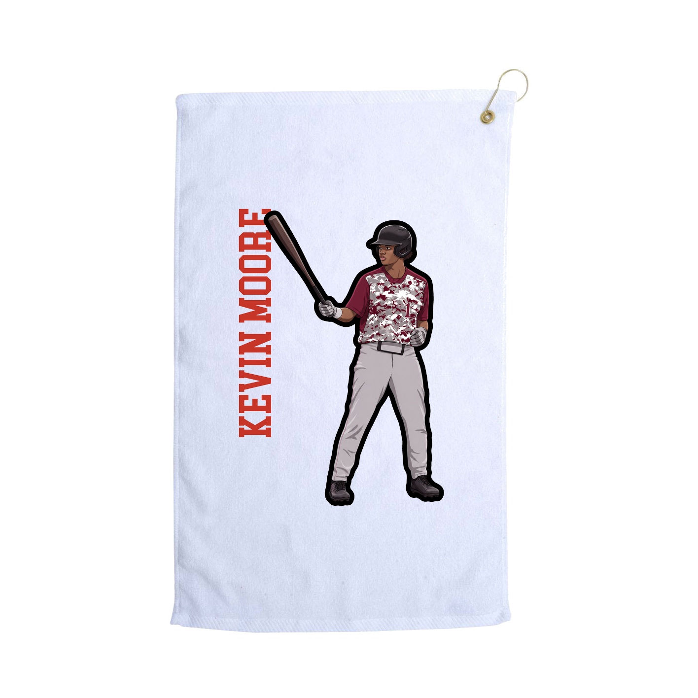 Golf Towel — Name Vertical in White