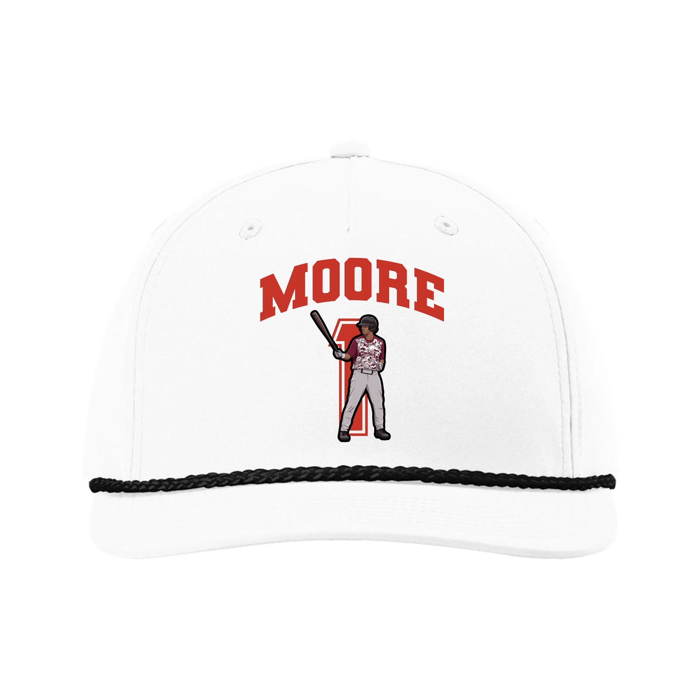 Five-Panel Classic Rope Cap — Number in White