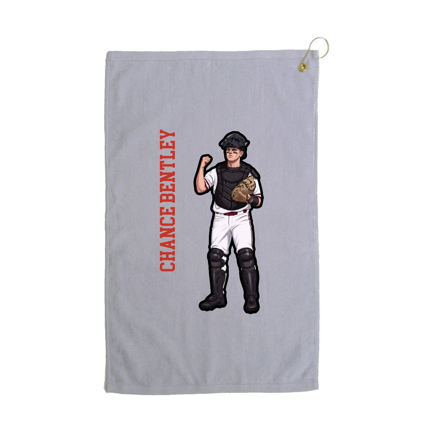 Golf Towel — Name Vertical in Grey