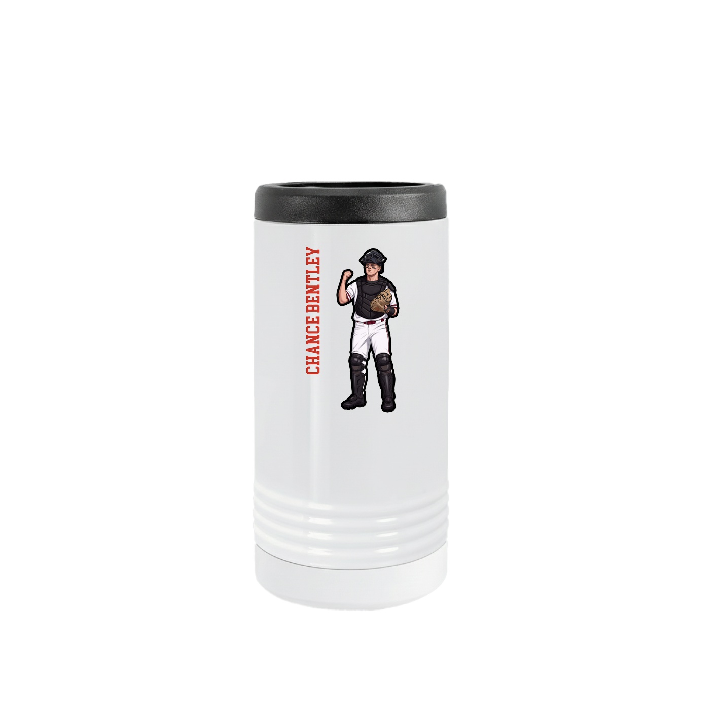 Slim Beverage Holder — Name Vertical in White