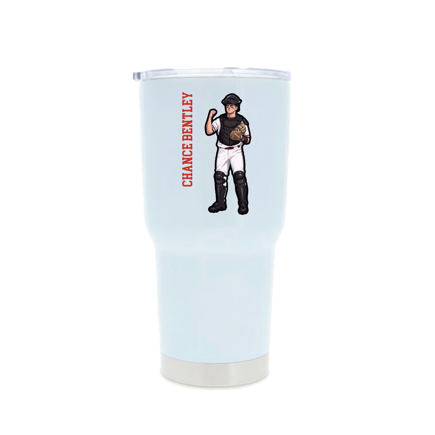 30oz Stainless Steel Tumbler — Name Vertical in White