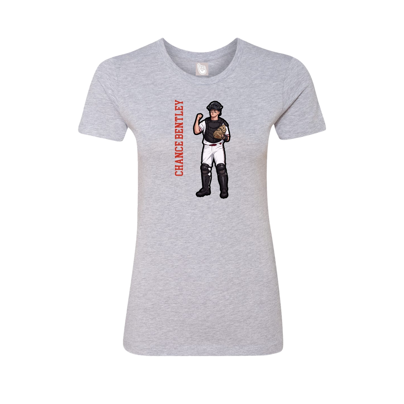 Fitted Women's Tee — Name Vertical in Grey