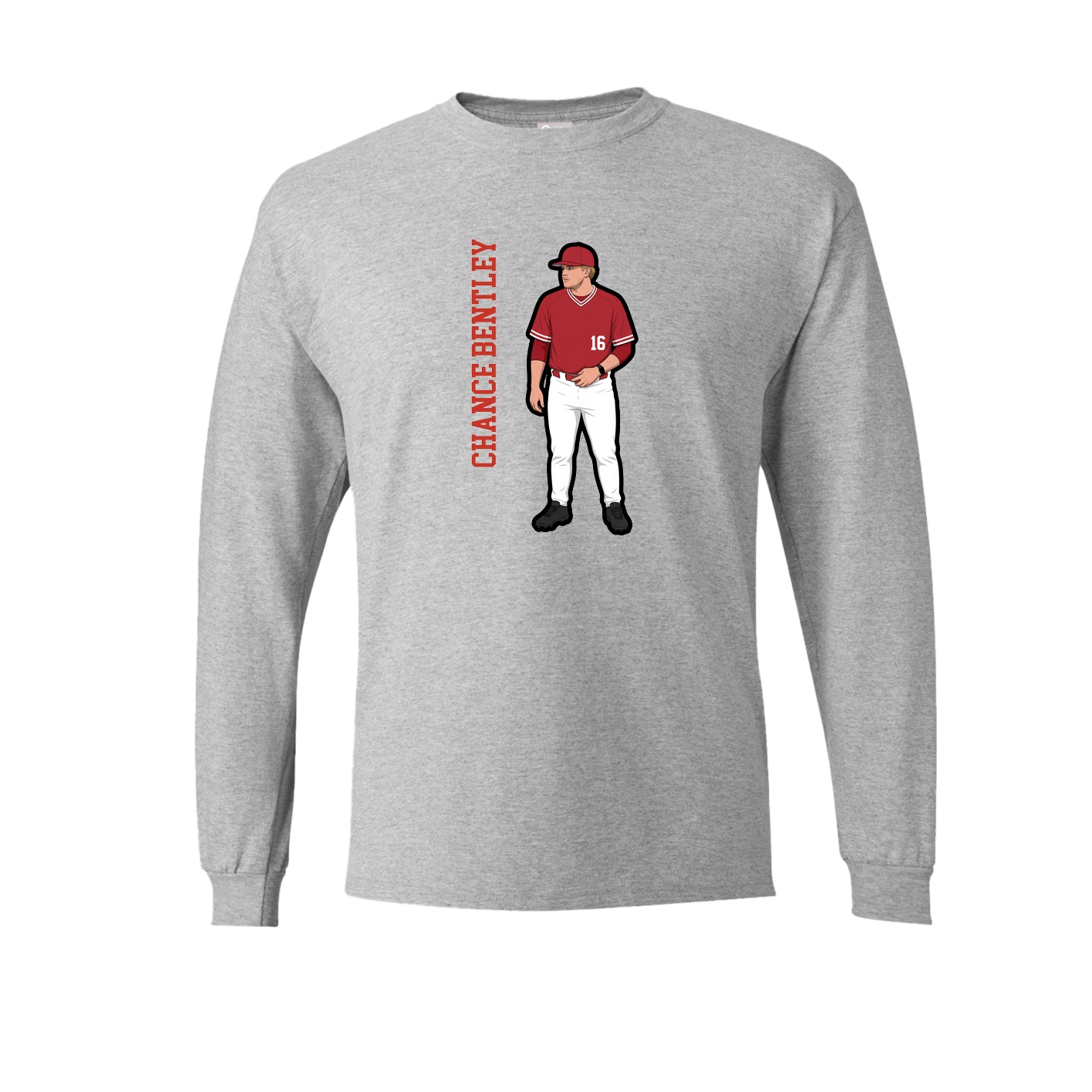 Long Sleeve Tee — Name Vertical in Grey