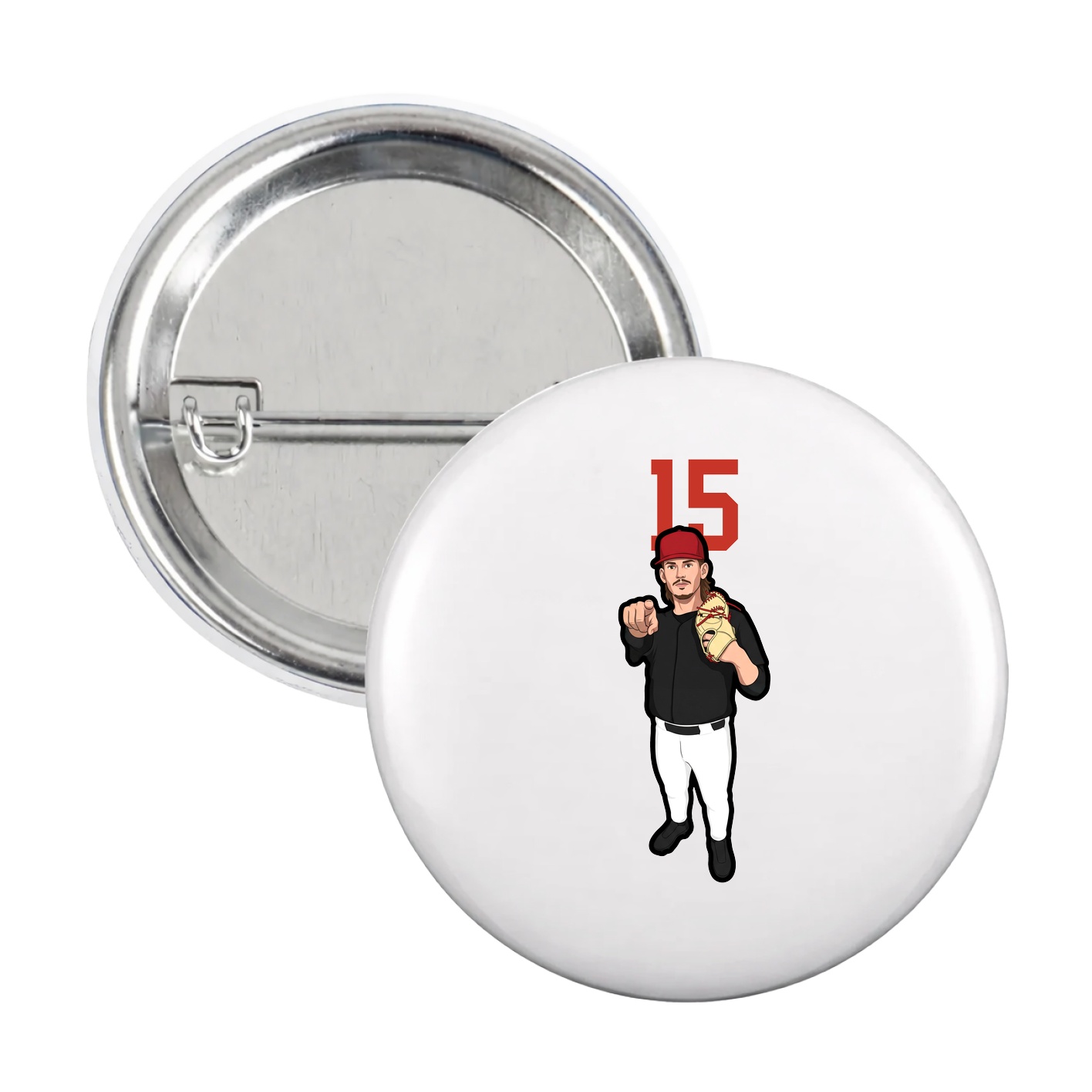 Game Day Button — Number Top in White