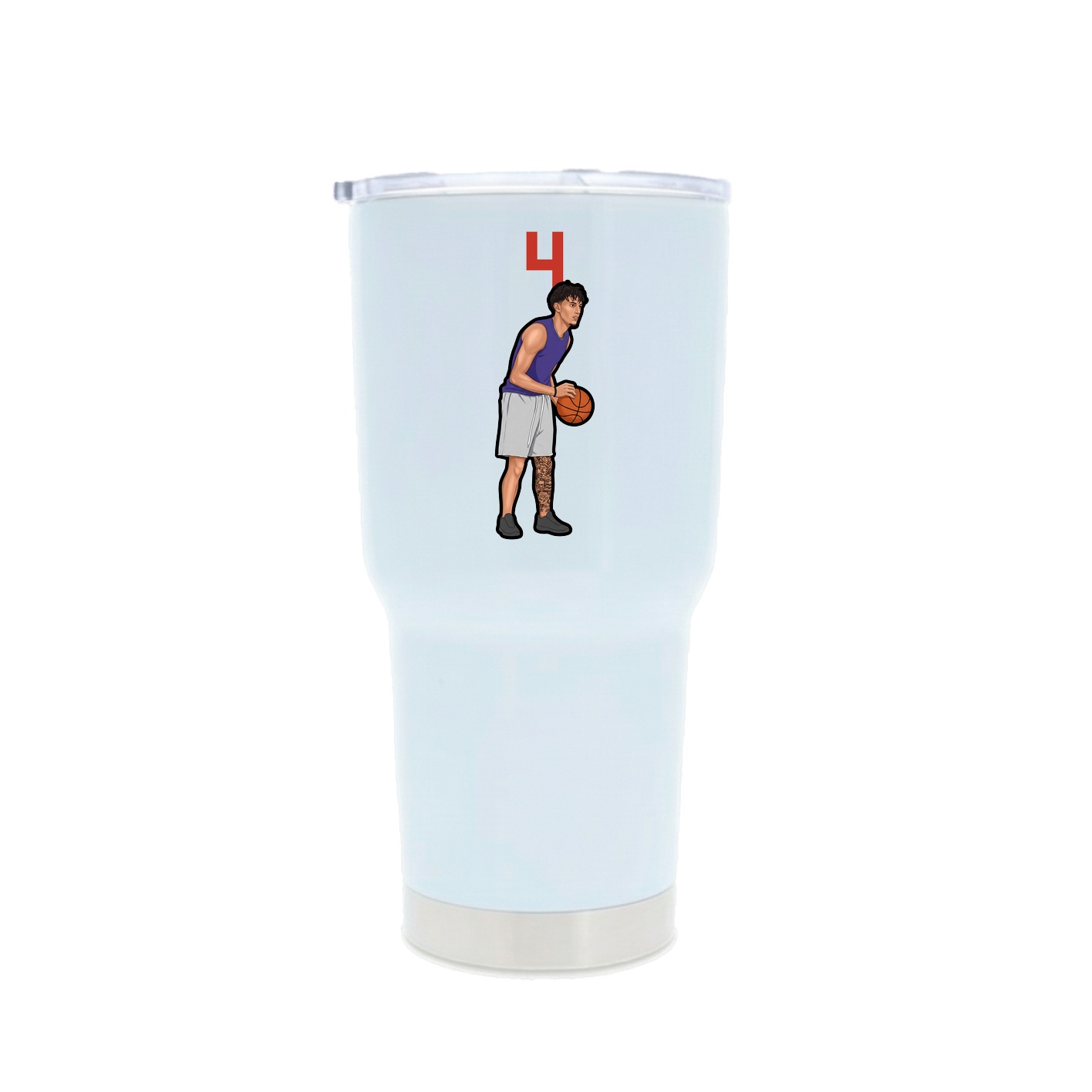 30oz Stainless Steel Tumbler — Number Top in White