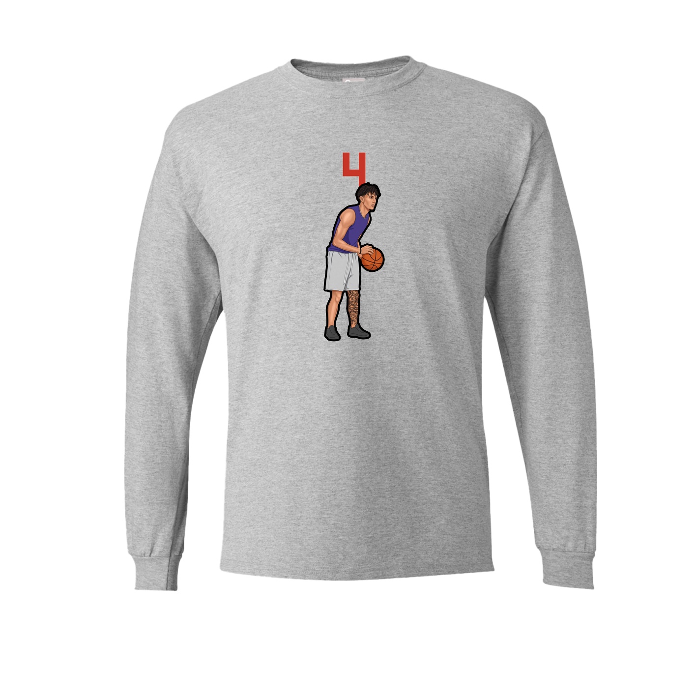 Long Sleeve Tee — Number Top in Grey