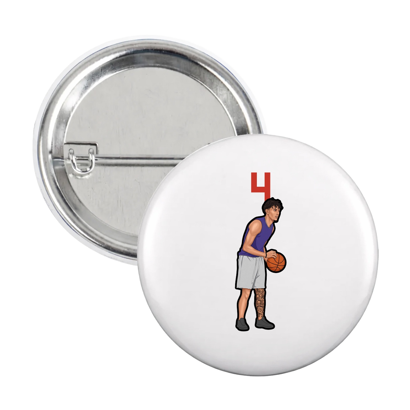 Game Day Button — Number Top in White