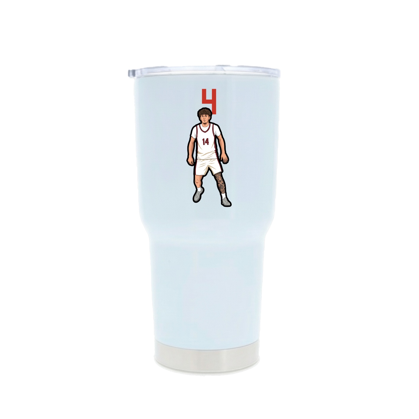 30oz Stainless Steel Tumbler — Number Top in White