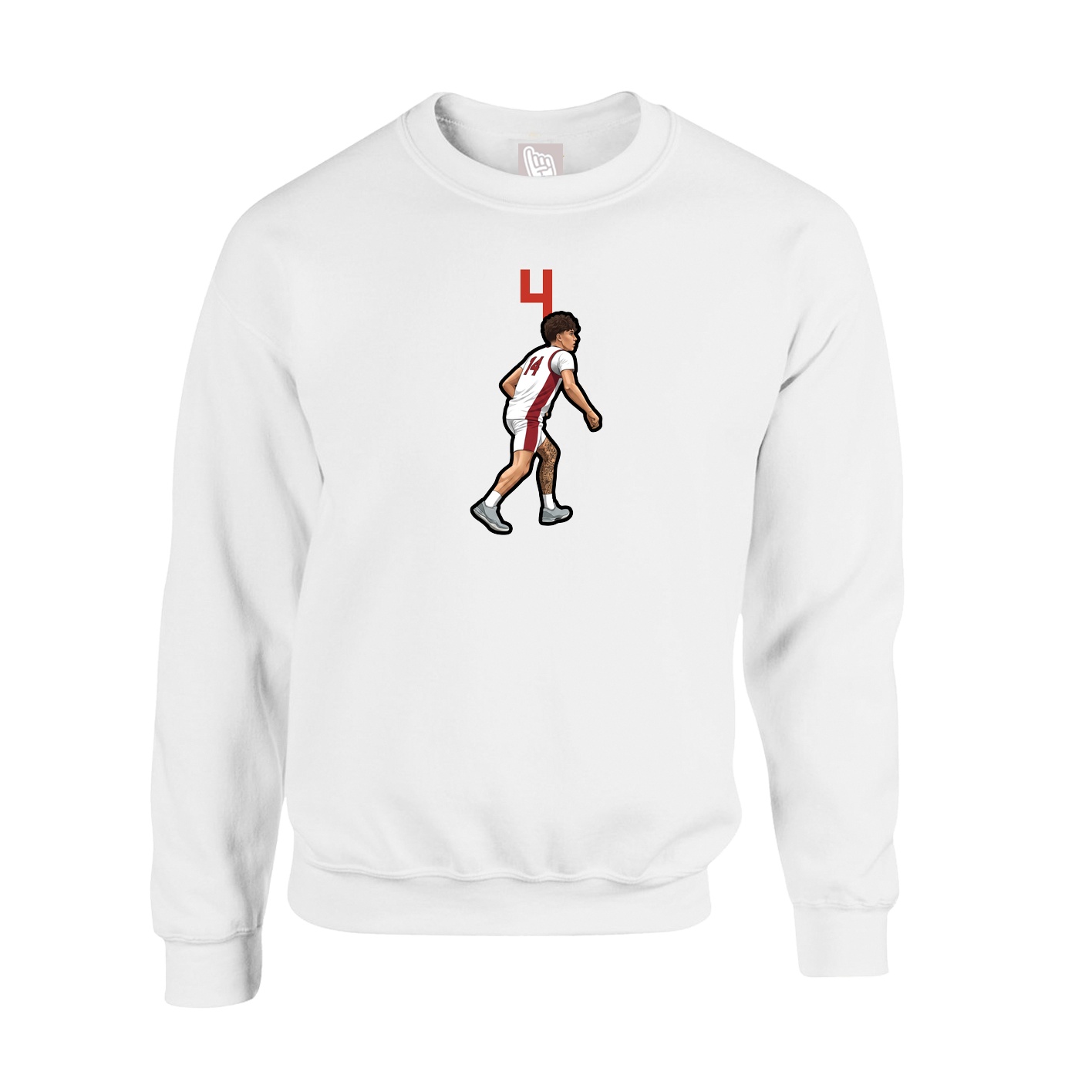 Fleece Crew — Number Top in White