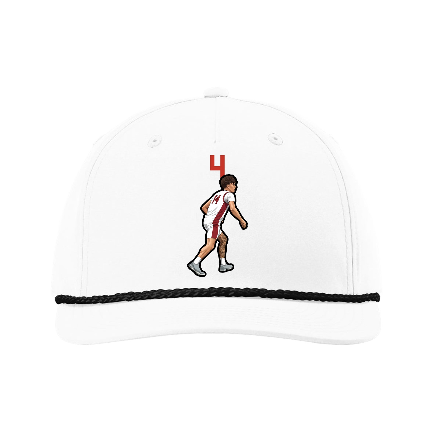 Five-Panel Classic Rope Cap — Number Top in White