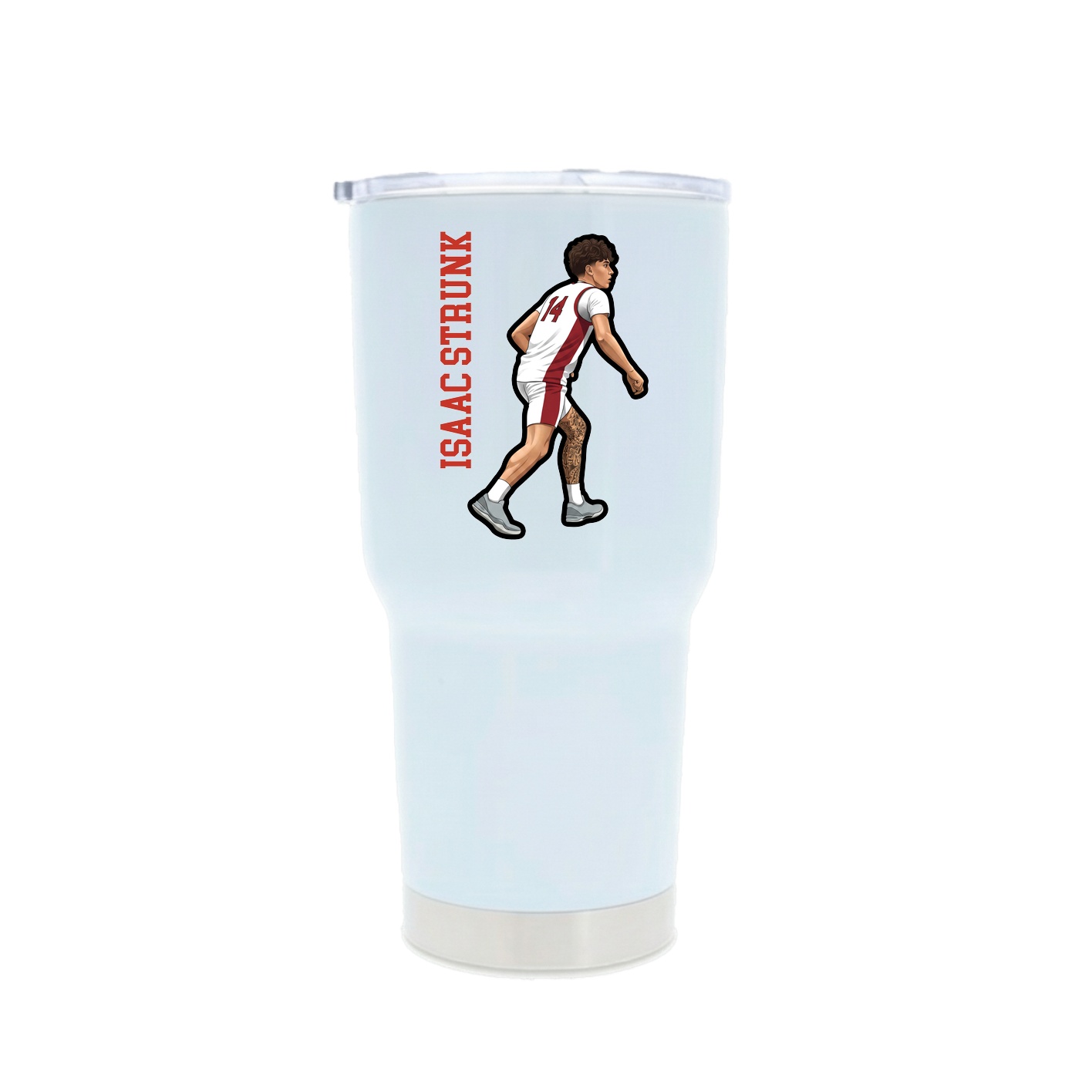 30oz Stainless Steel Tumbler — Name Vertical in White