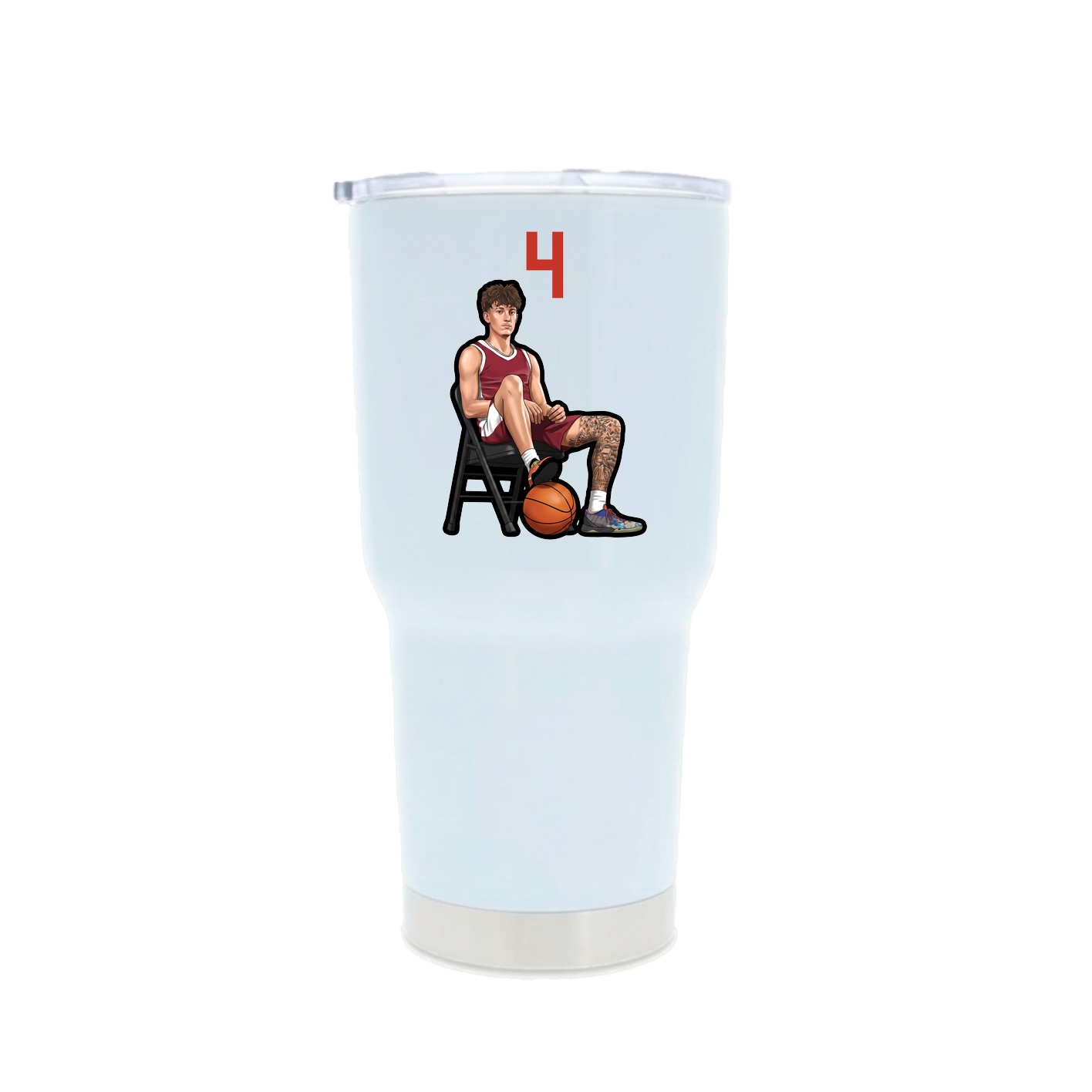 30oz Stainless Steel Tumbler — Number Top in White