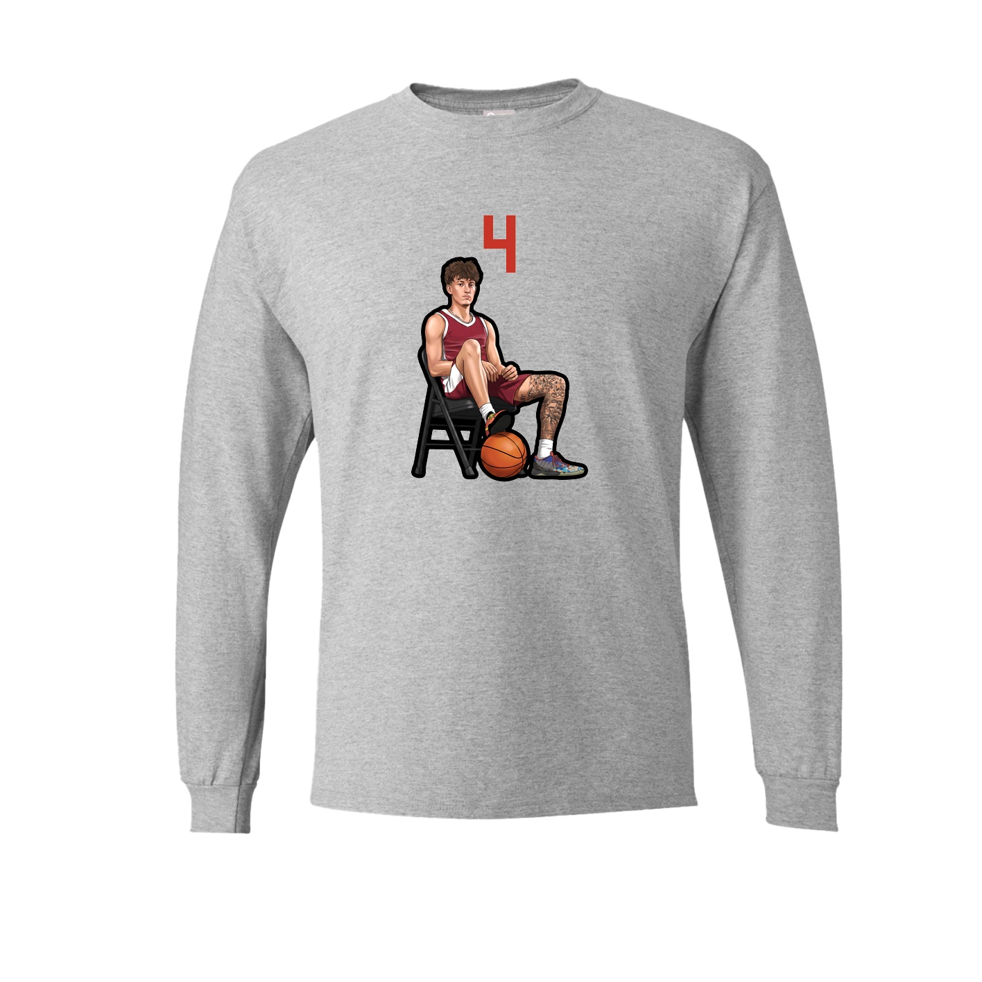 Long Sleeve Tee — Number Top in Grey