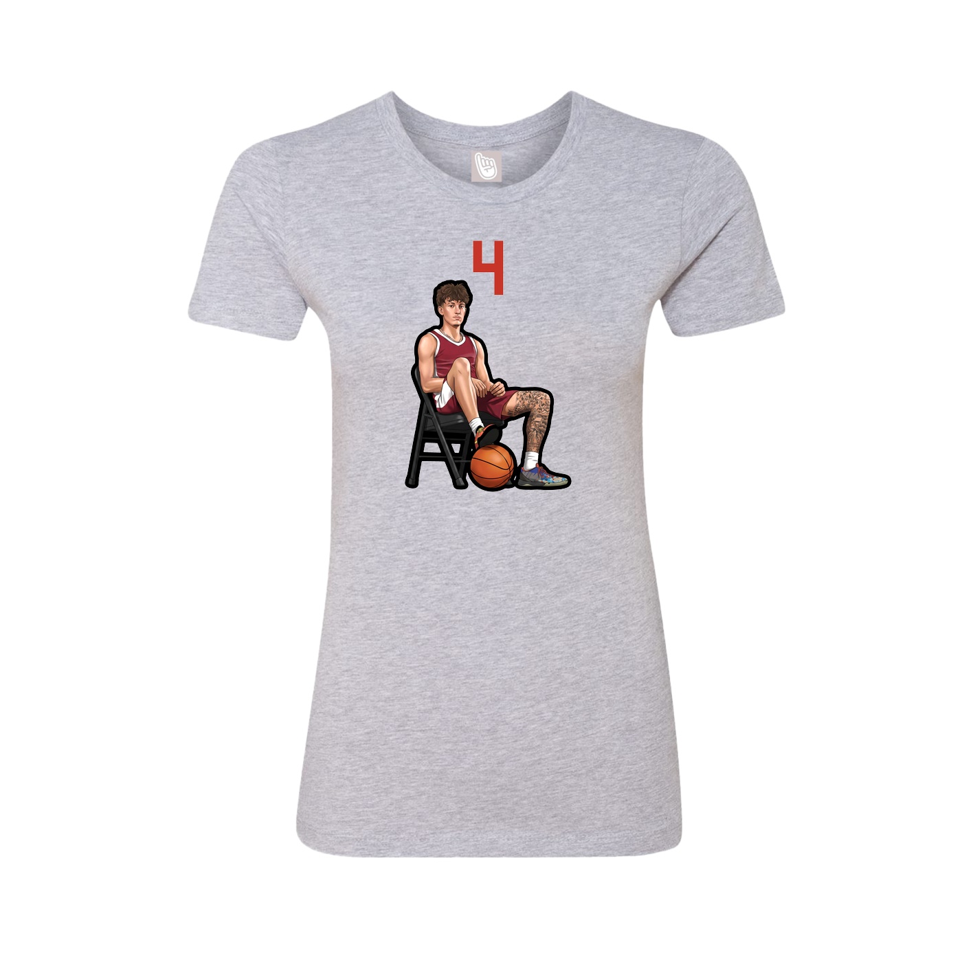 Fitted Women's Tee — Number Top in Grey